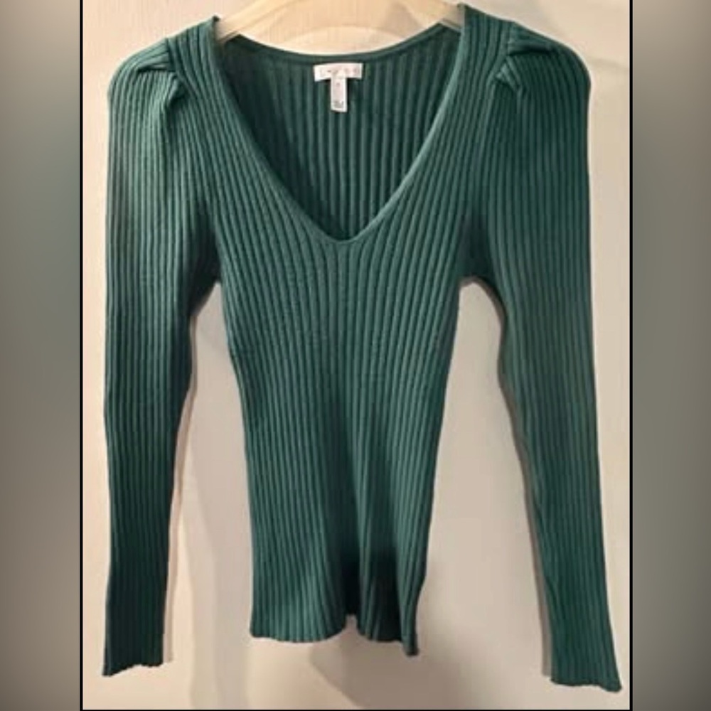 Leith Teal Ribbed Knit Sweater Top Size M